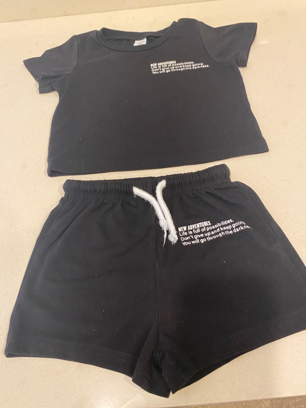 Two-Piece Crop Tee and Shorts Set - ( NEW ADVENTURES)